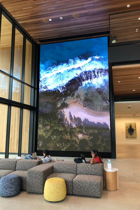 Video wall showing a waterfall