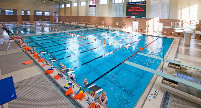The natatorium at the UVA Rec Aquatic & Fitness Center