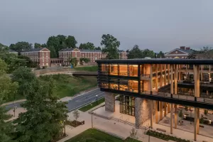Contemplative Commons from the air with Brown College in the background